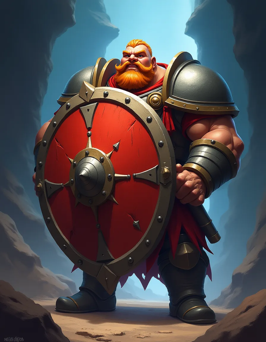 The illustration on Shieldbearer, a common unit in Arcana