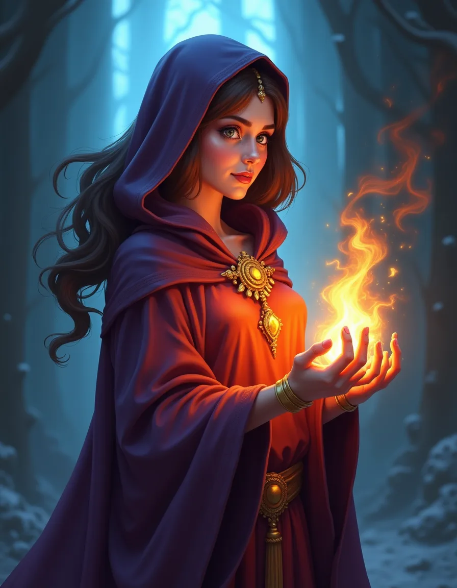 The illustration on Young Priestess, a common unit in Arcana