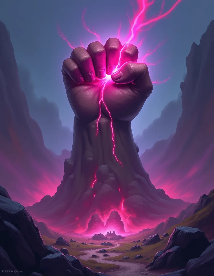 The illustration on Stone Fist, a common spell in Arcana