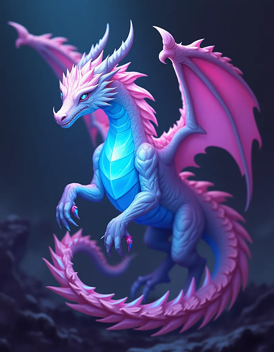 The illustration on Crystal Dragon, a rare unit in Arcana