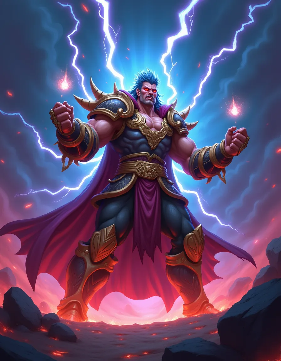 The illustration on Chain Lightning, a rare spell in Arcana