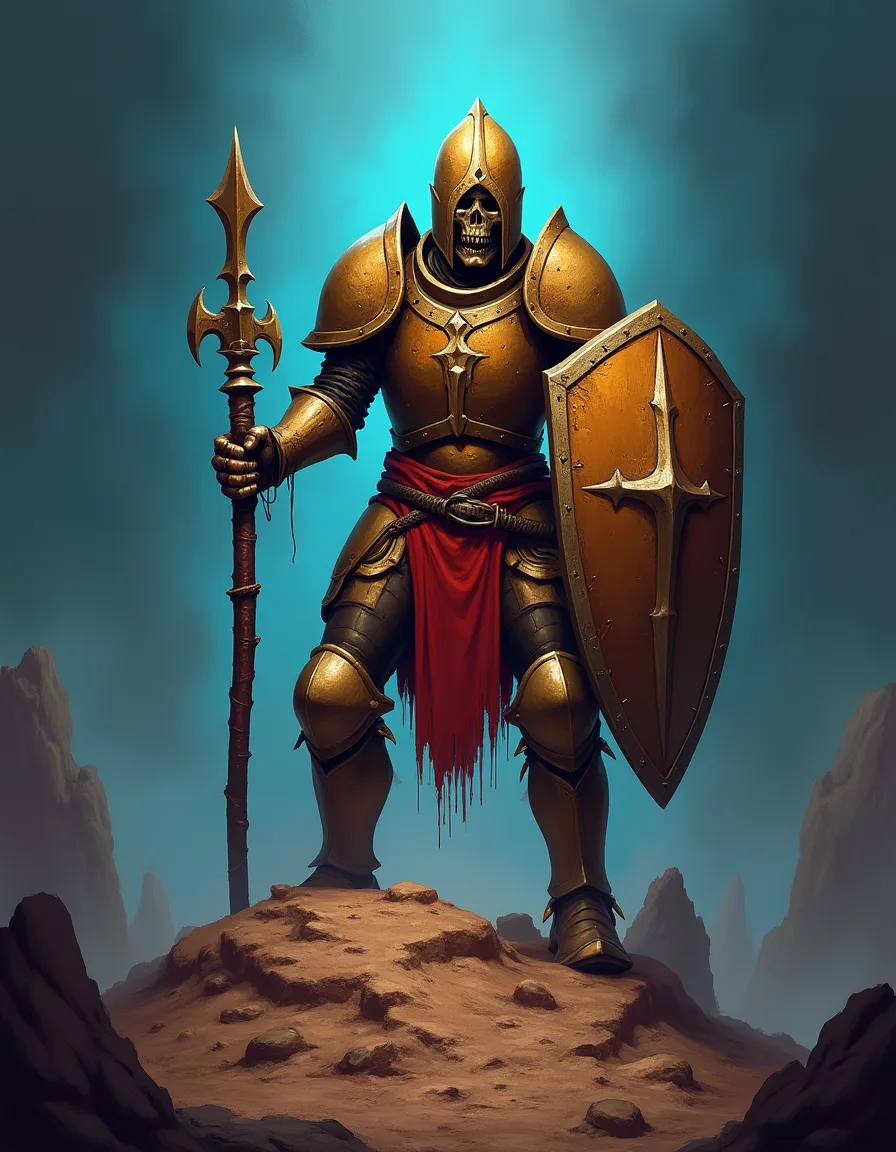 The illustration on Barrow Knight, a uncommon unit in Arcana