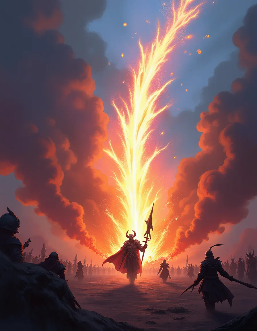 The illustration on Cataclysm, a rare spell in Arcana