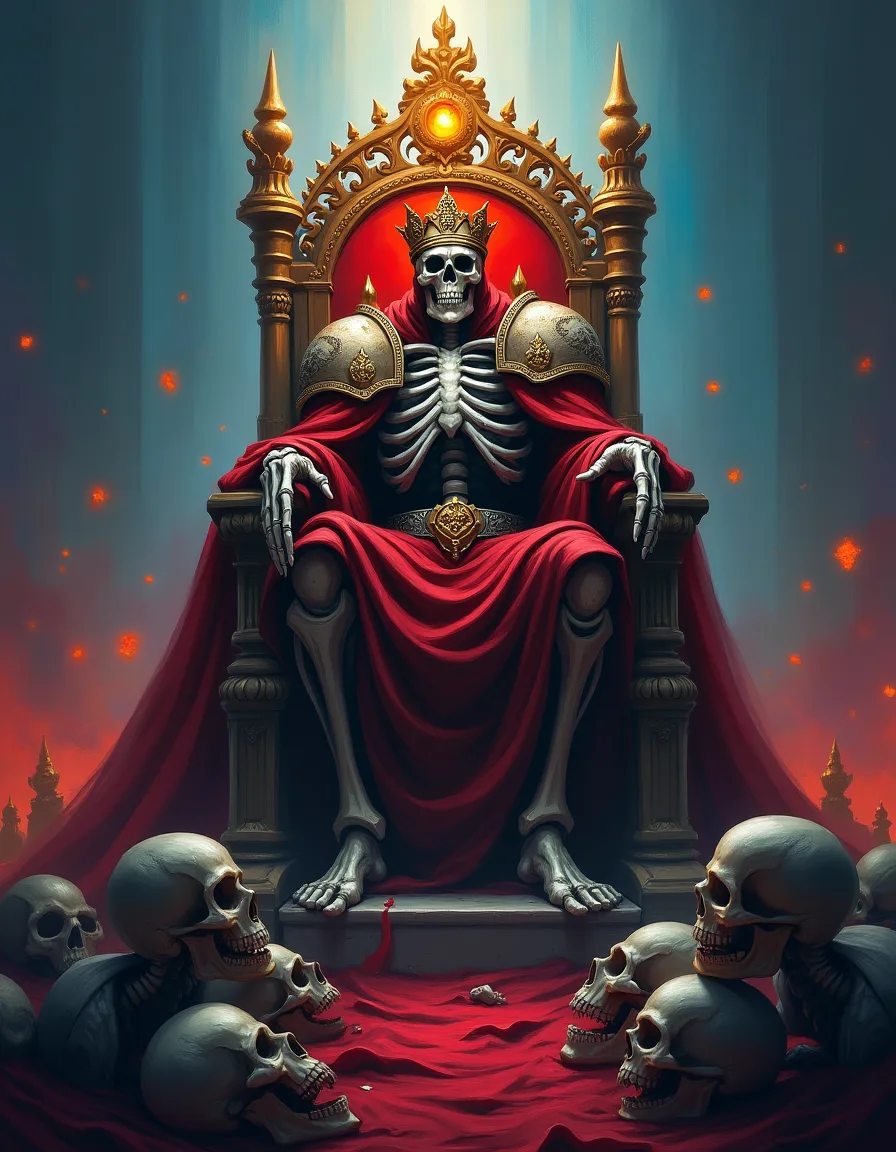 The illustration on Morvath, the Bone Sovereign, a legendary unit in Arcana