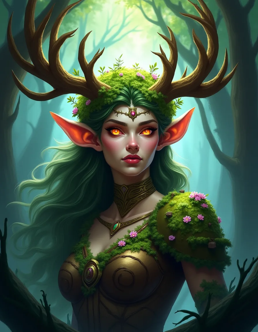 The illustration on Ysmeer, Crown of the Wild, a legendary unit in Arcana