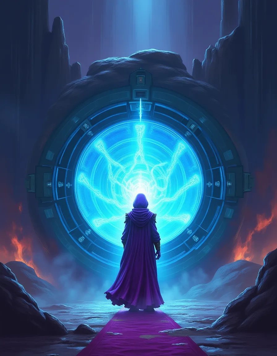 The illustration on Vaultkeeper of the Ninth, a rare unit in Arcana