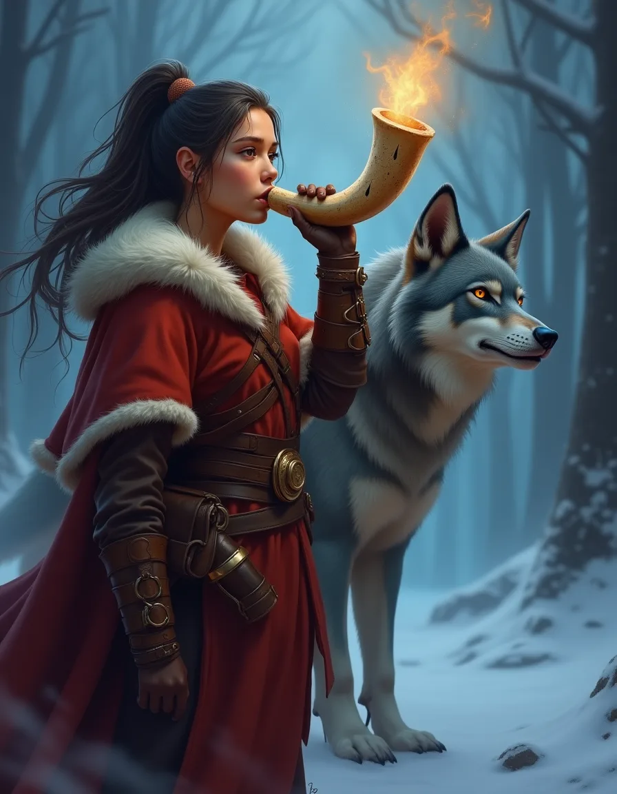 The illustration on Wolfcaller Adept, a common unit in Arcana