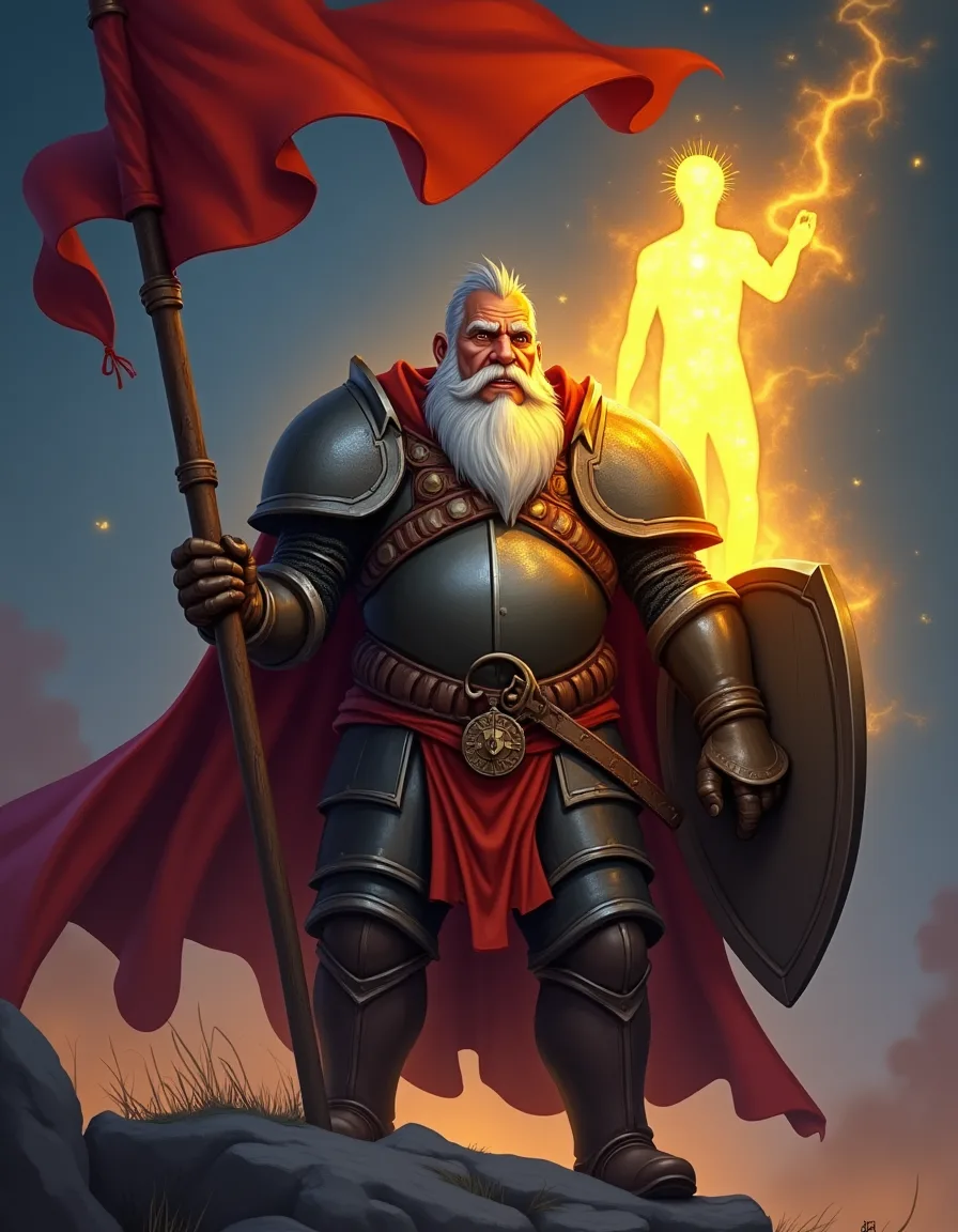 The illustration on Sworn Marshal, a uncommon unit in Arcana