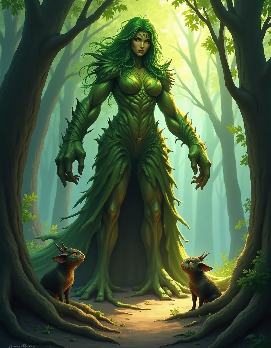 The illustration on Thornmother, a rare unit in Arcana