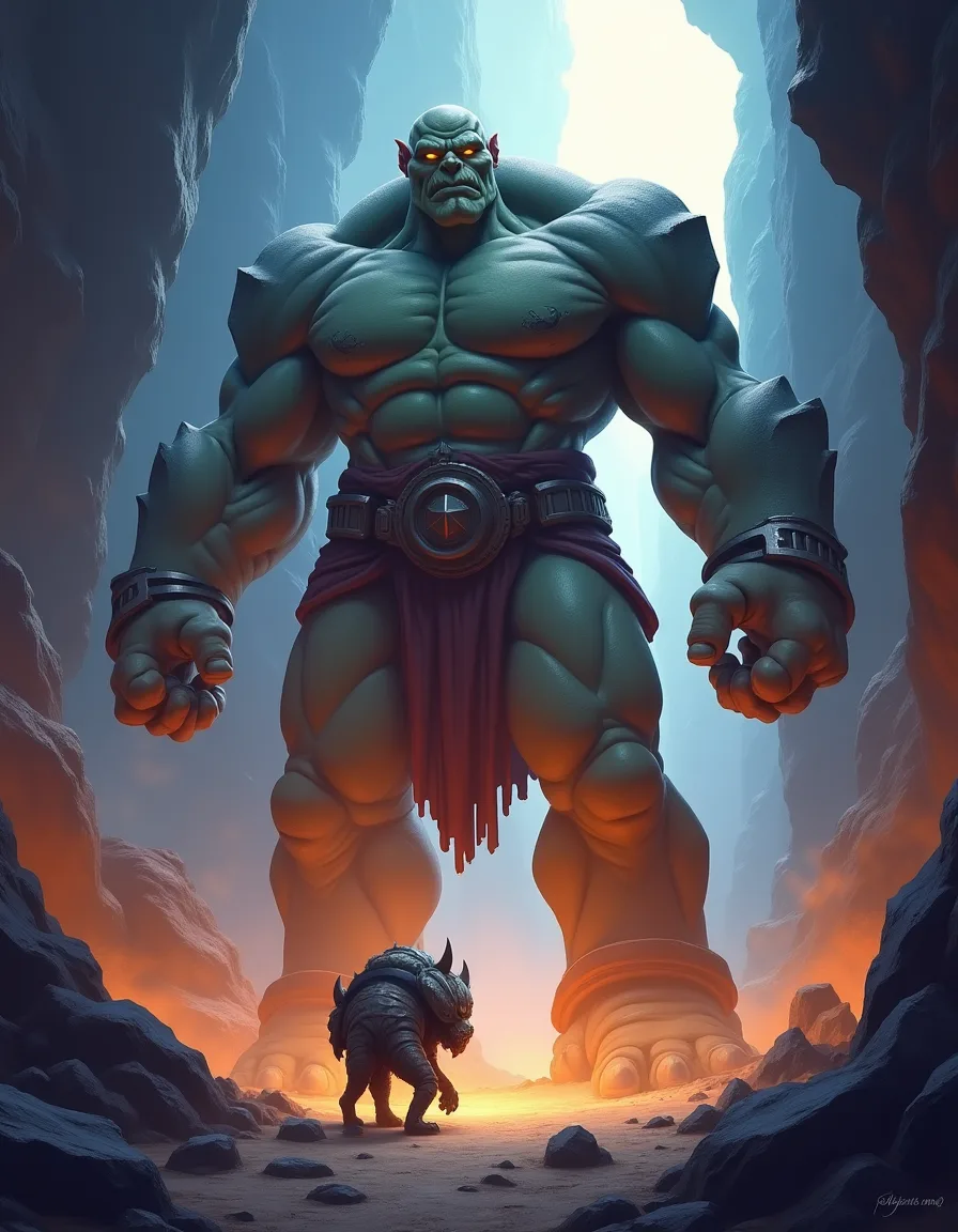 The illustration on Quarrywake Colossus, a epic unit in Arcana