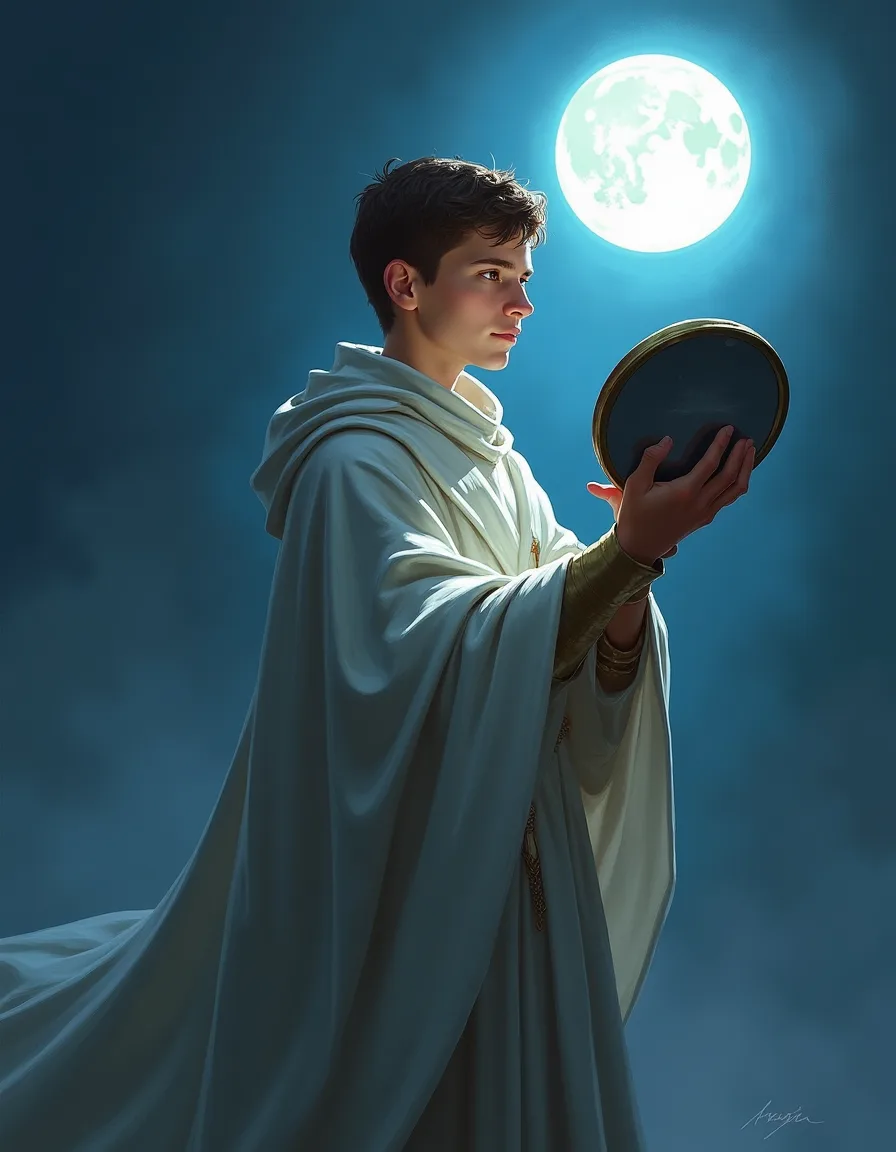 The illustration on Silver Acolyte, a common unit in Arcana