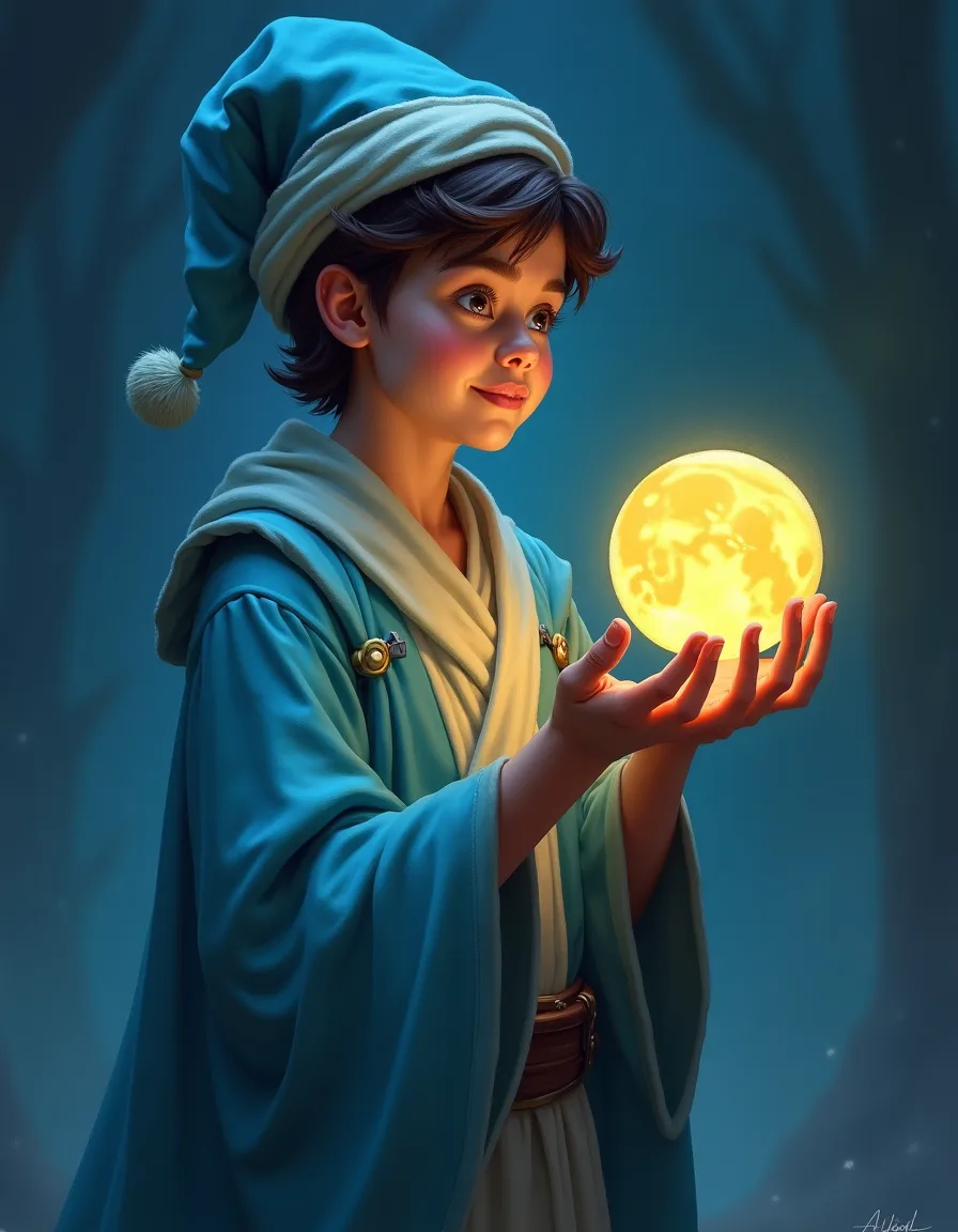 The illustration on Lunar Novice, a common unit in Arcana