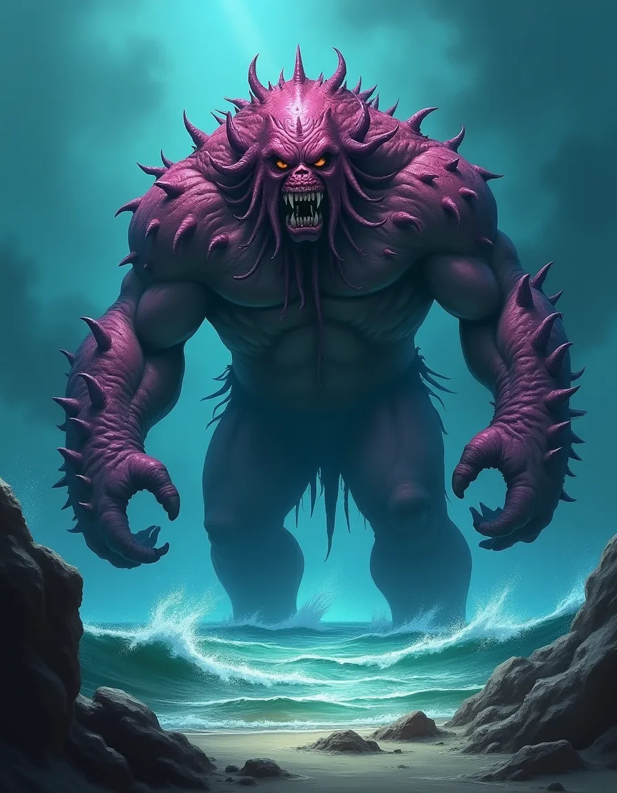 The illustration on Reef Giant, a common unit in Arcana