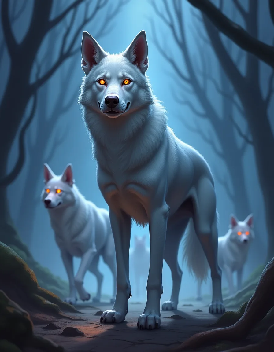 The illustration on Moonbound Hound, a common unit in Arcana