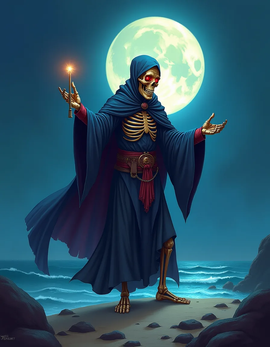 The illustration on Drowned Choirmaster, a uncommon unit in Arcana