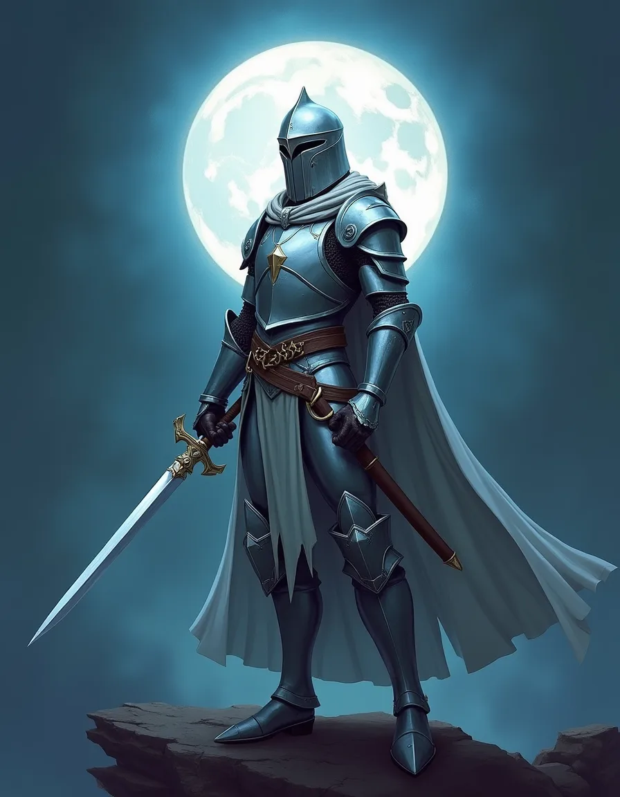 The illustration on Silvered Duelist, a uncommon unit in Arcana