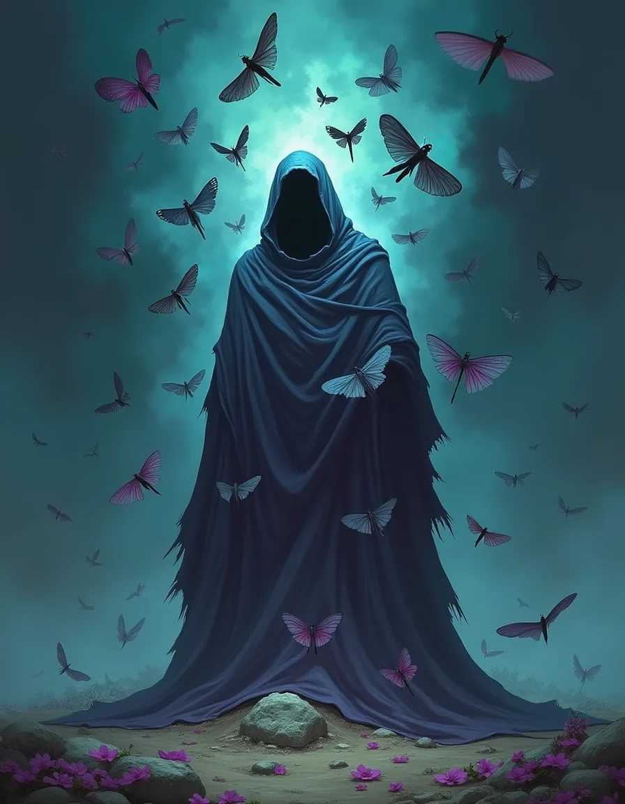 The illustration on Barrow Moth Swarm, a uncommon unit in Arcana