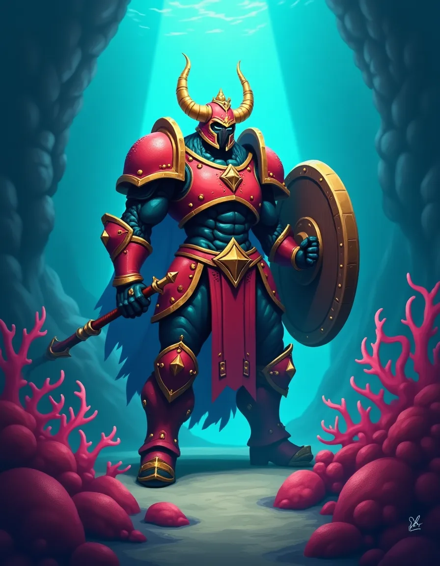 The illustration on Deep Reef Sentinel, a uncommon unit in Arcana