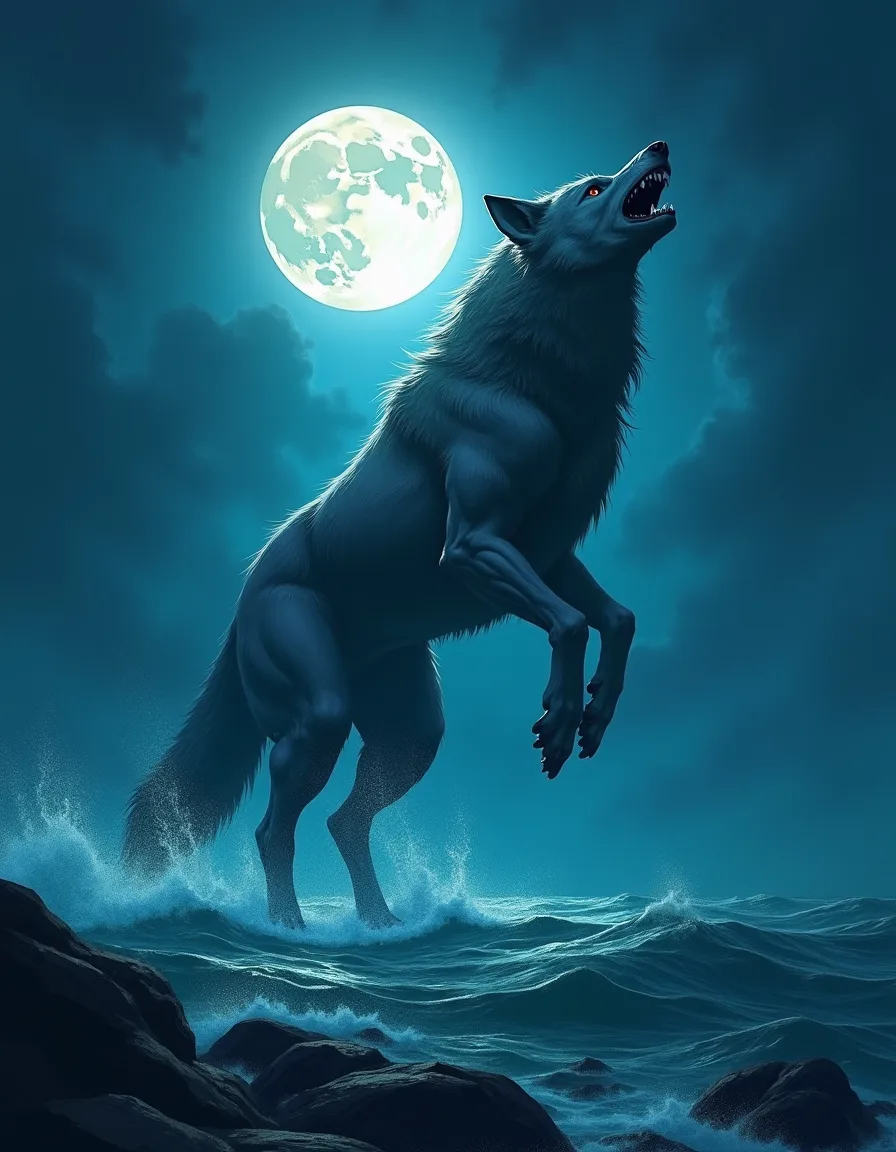The illustration on Sea-Wolf of the Straits, a uncommon unit in Arcana