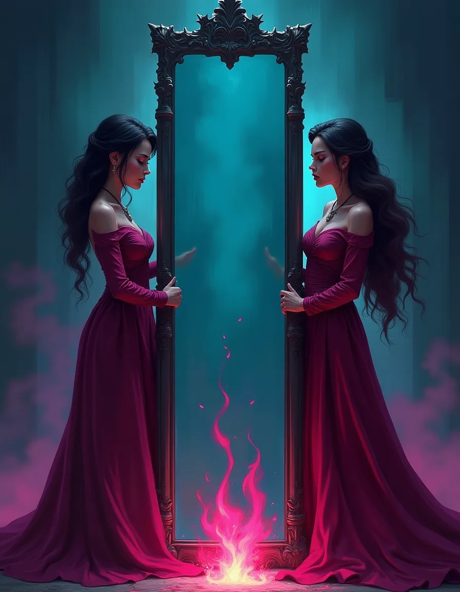The illustration on Mirror Twin, a uncommon unit in Arcana