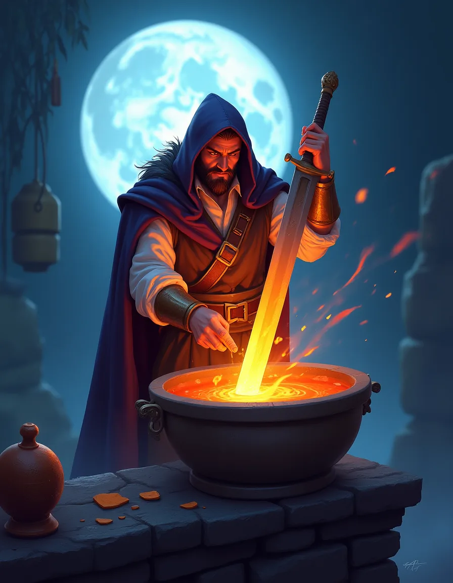 The illustration on Moonforge Smith, a uncommon unit in Arcana