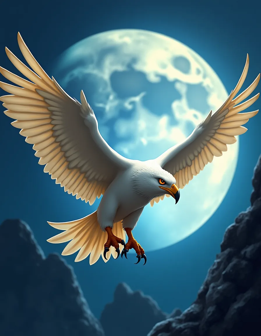 The illustration on Pale Moon Harrier, a rare unit in Arcana
