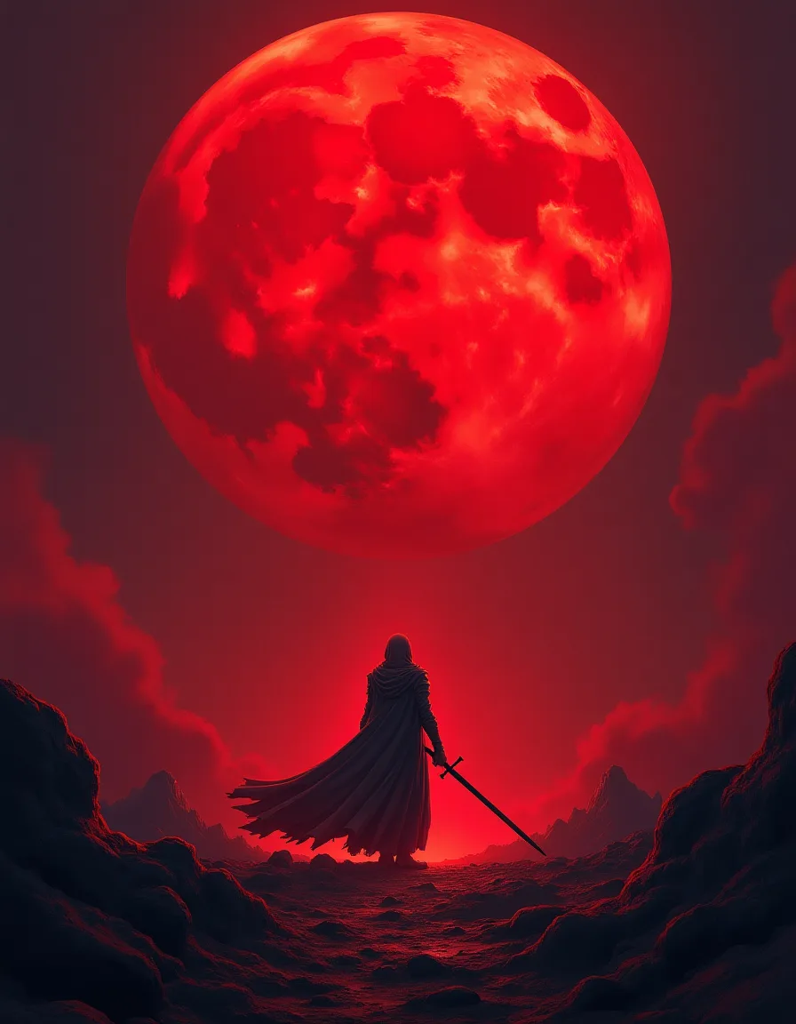 The illustration on Blood Moon, a rare spell in Arcana