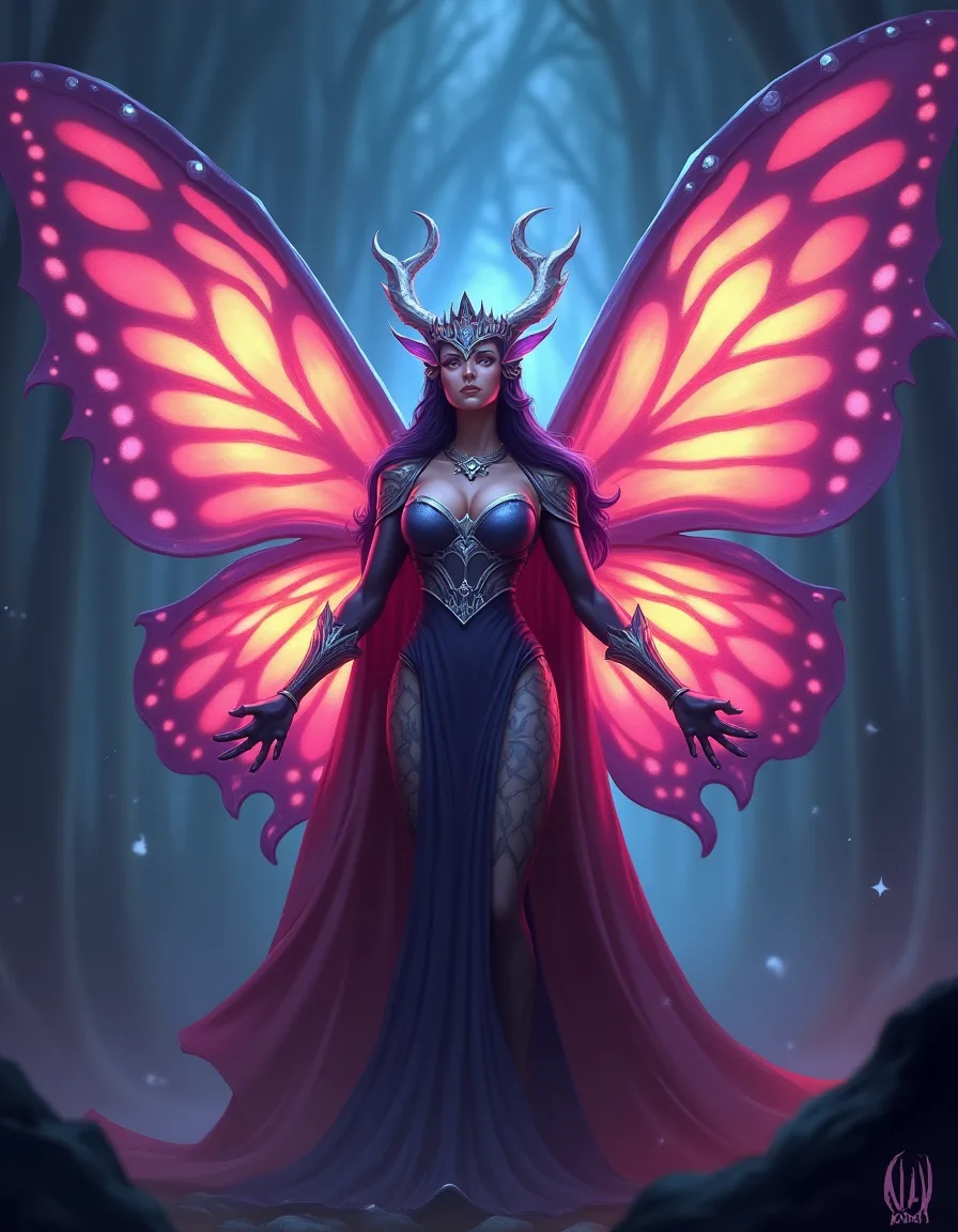 The illustration on Moonmoth Empress, a epic unit in Arcana