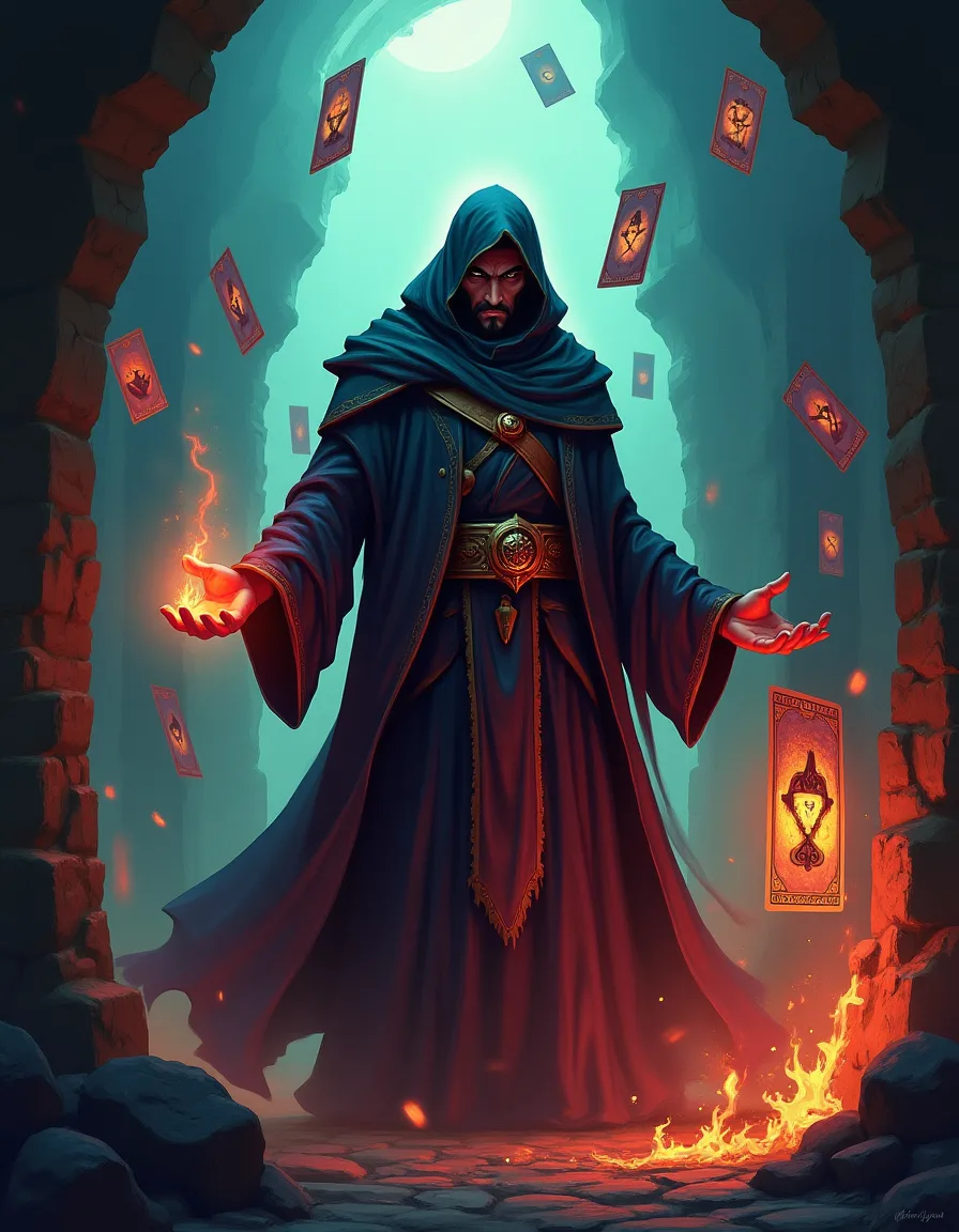The illustration on Archivist of the Unturned, a epic unit in Arcana