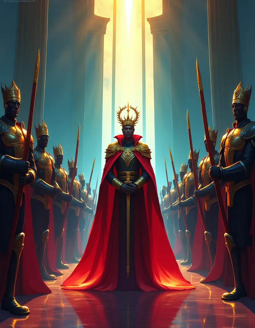 The illustration on Mirrorhall Sovereign, a epic unit in Arcana