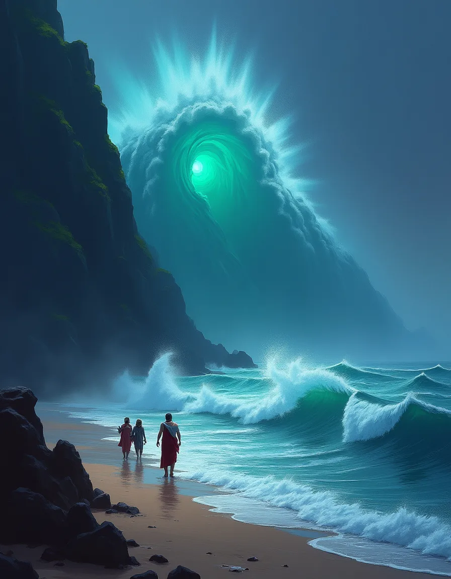 The illustration on The Tide Turns, a epic spell in Arcana